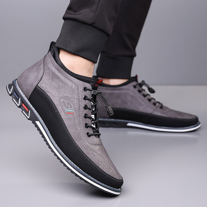 Men's Genuine Leather Orthopedic Mid-Top Sneakers