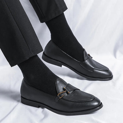 Men's Genuine Leather Buckle Loafers