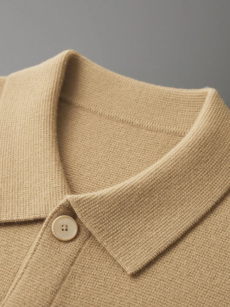 Vestaro Merino Wool Polo Cardigan Sweater