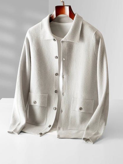 Vestaro Merino Wool Polo Cardigan Sweater