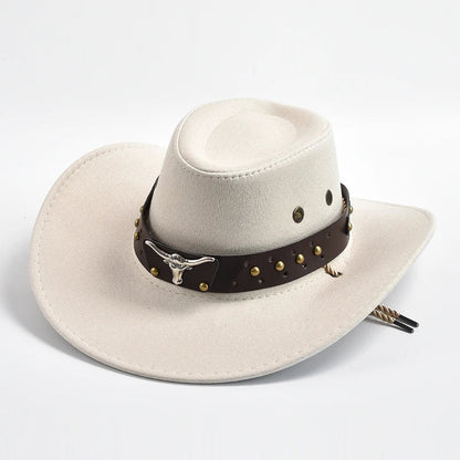 Men's Suede Western Cowboy Hat with Chin Strap