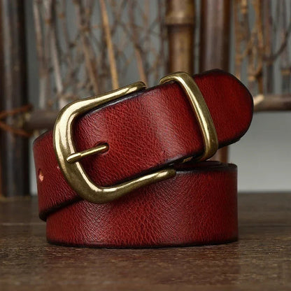 Montero Genuine Leather Brass Buckle Dress Belt
