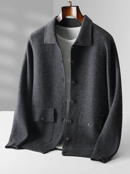 Vestaro Merino Wool Polo Cardigan Sweater