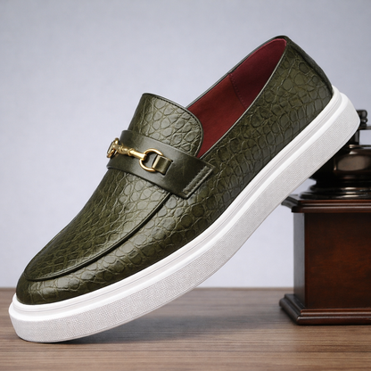 Men's Croc-Embossed Leather Horsebit Loafers