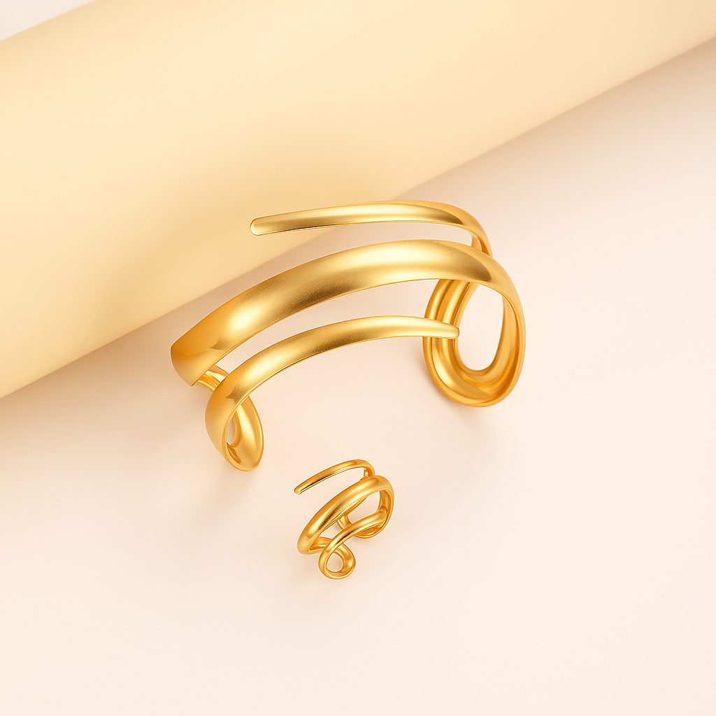 Women's Gold-Tone Sculpted Bangle Bracelet Set