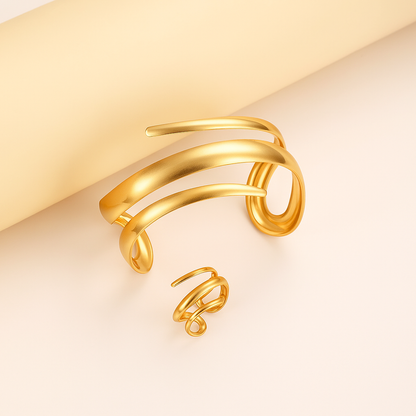 Women's Gold-Tone Sculpted Bangle Bracelet Set