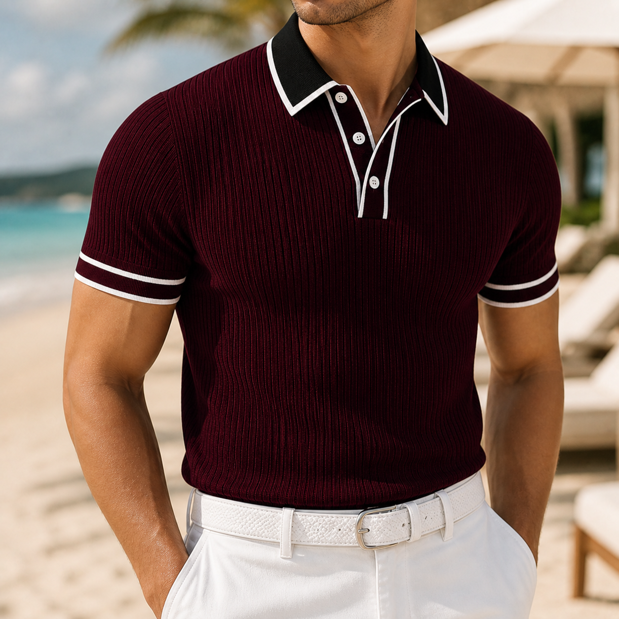 Men's Knit Button-Up Shirt – Navy