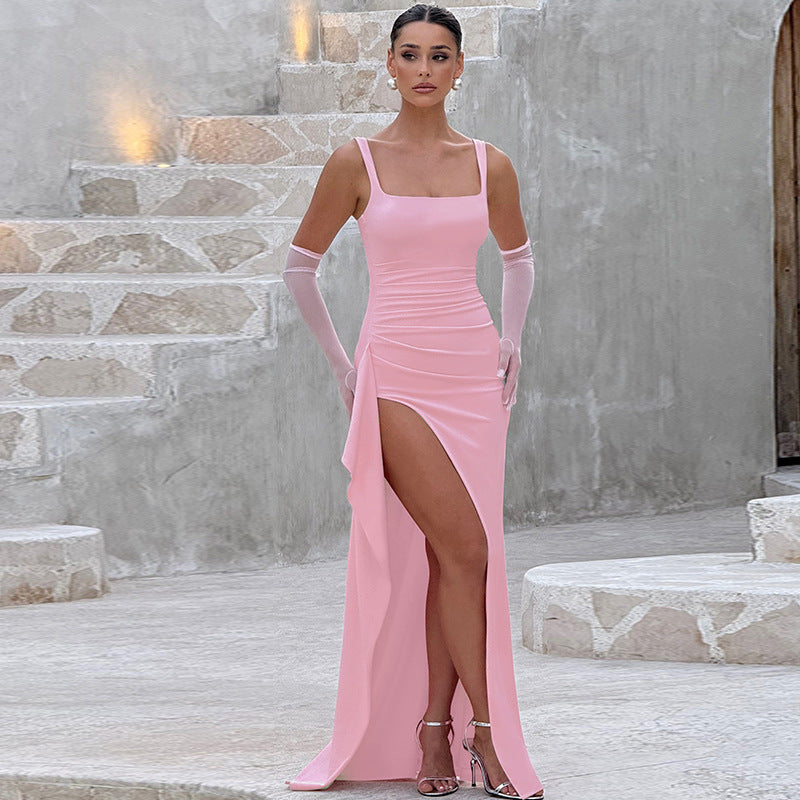 Satin Slip Maxi Dress – Women's Evening Dress