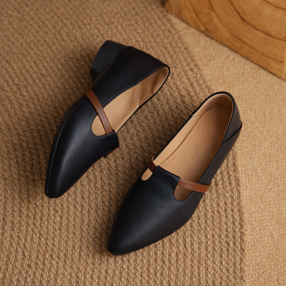 Celestina Leather Gold Accent Flats
