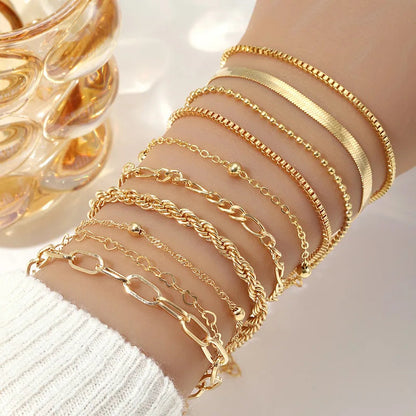 Women's Non-Tarnish Metal Chain Bracelet Set