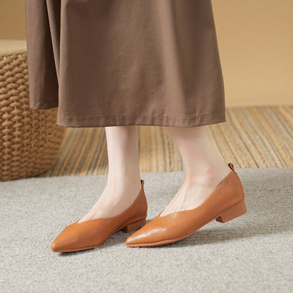 Women's Italian Leather Block Heel Orthopedic Pumps