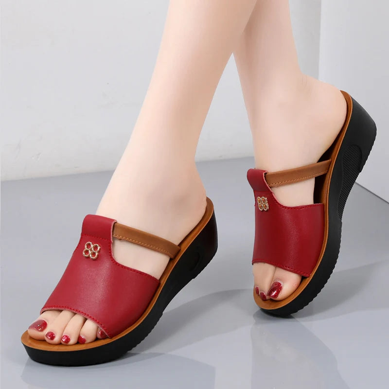 Women's Genuine Leather Open-Toe Sandals