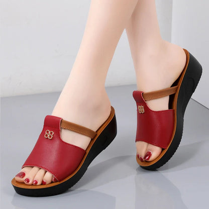 Women's Genuine Leather Open-Toe Sandals