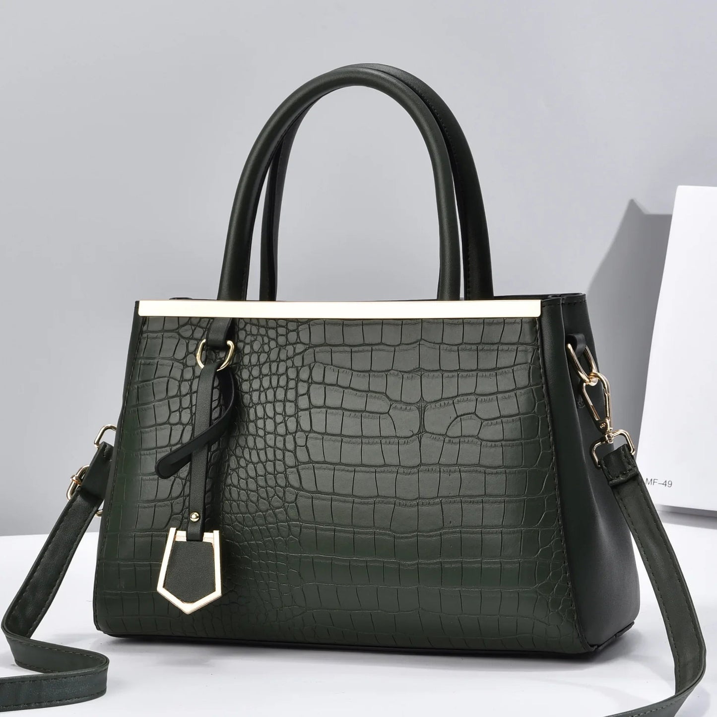Women's Croc-Embossed Leather Structured Handbag