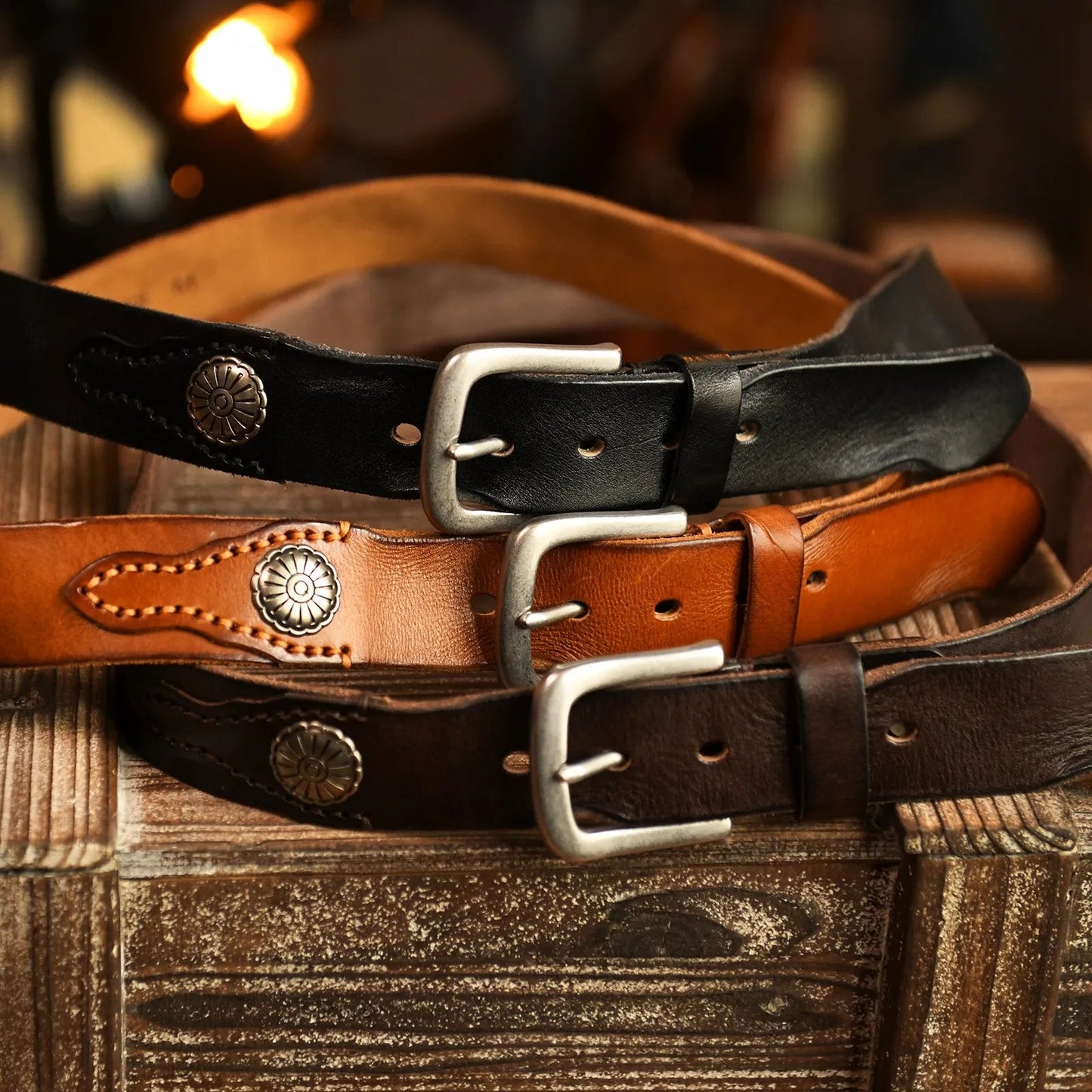 Bronson Hand-Stitched Leather Western Belt