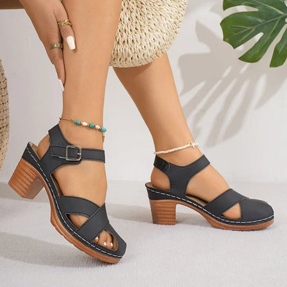 Women's Block Heel Open-Toe Sandal Heels