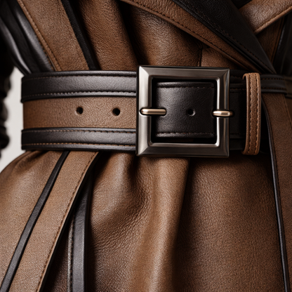 Women's Full-Grain Leather Belted Jacket