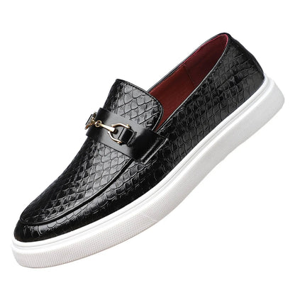 Men's Croc-Embossed Leather Horsebit Loafers