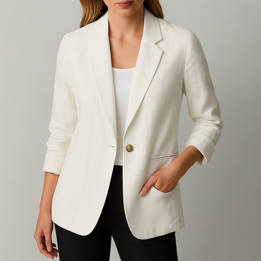 Women's Linen Blazer Jacket with Pockets