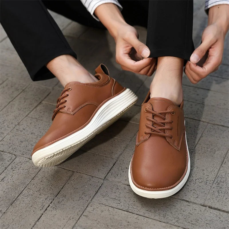 Men's Genuine Leather Lace-Up Orthopedic Shoes