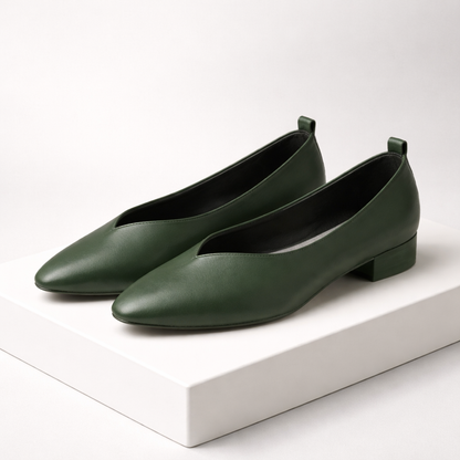 Women's Italian Leather Block Heel Orthopedic Pumps
