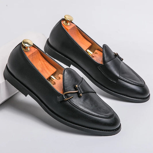 Men's Genuine Leather Buckle Loafers