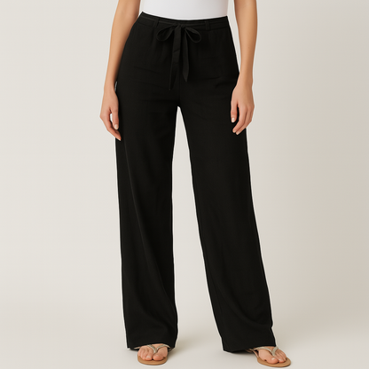 Women's Linen Wide-Leg Drawstring Pants