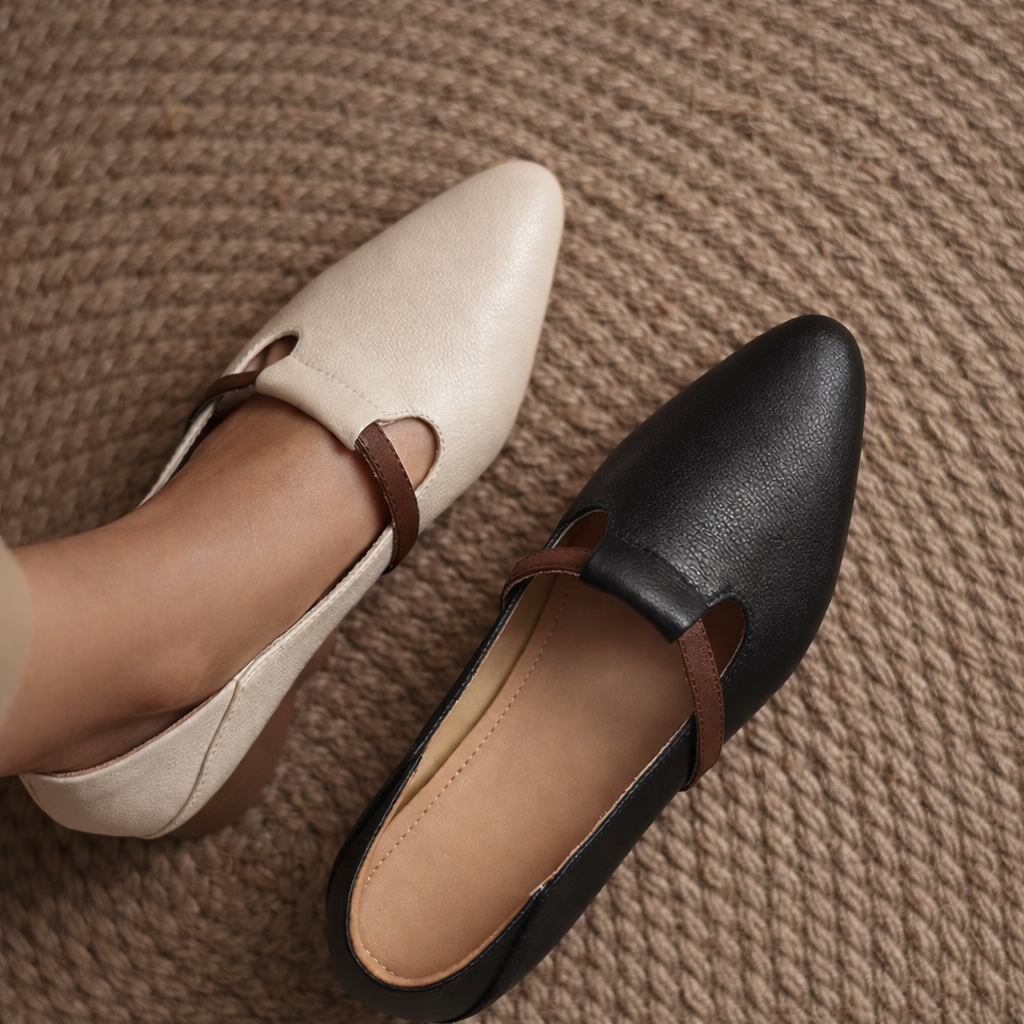 Celestina Leather Gold Accent Flats