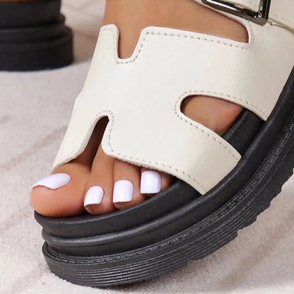 Women's Vegan Leather Adjustable-Strap Sandals