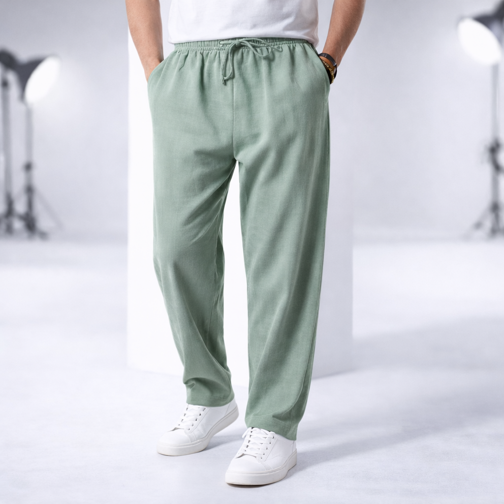 Men's Cotton Drawstring Pants with Pockets