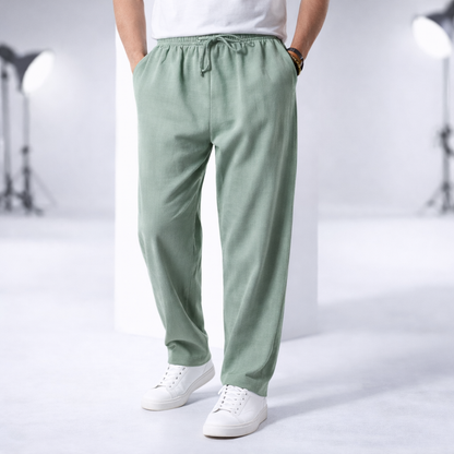 Men's Cotton Drawstring Pants with Pockets