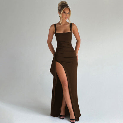 Satin Slip Maxi Dress – Women's Evening Dress