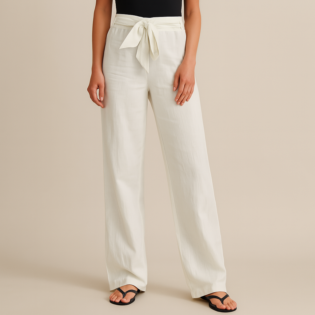 Women's Linen Wide-Leg Drawstring Pants