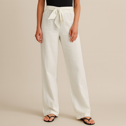 Women's Linen Wide-Leg Drawstring Pants