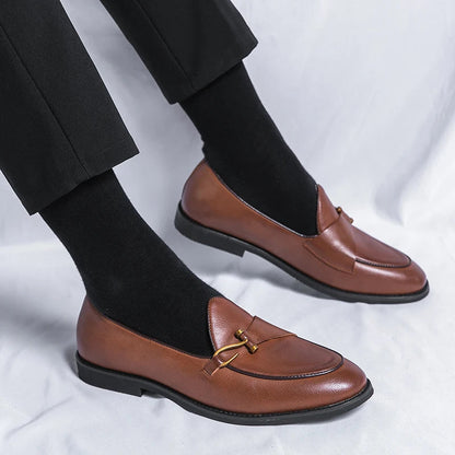 Men's Genuine Leather Buckle Loafers