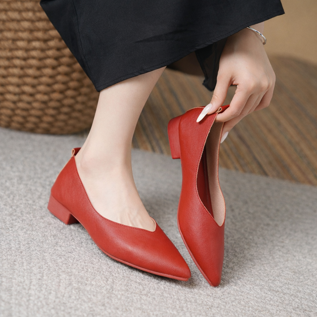 Women's Italian Leather Block Heel Orthopedic Pumps