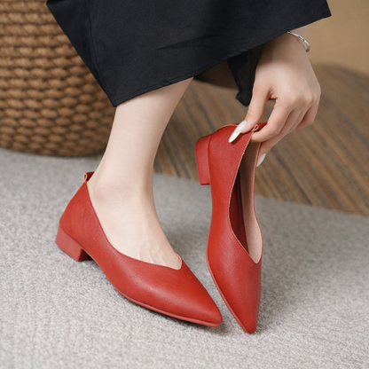 Women's Italian Leather Block Heel Orthopedic Pumps