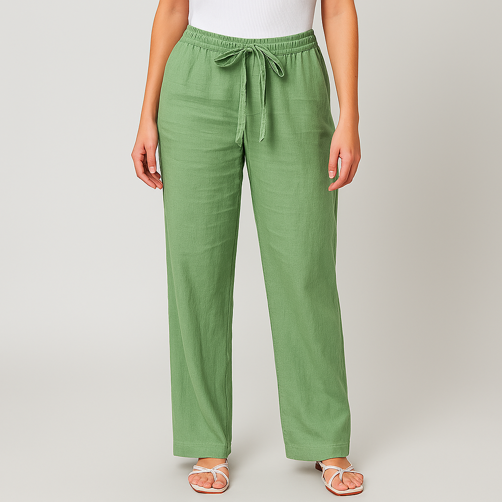 Women's Linen Wide-Leg Drawstring Pants