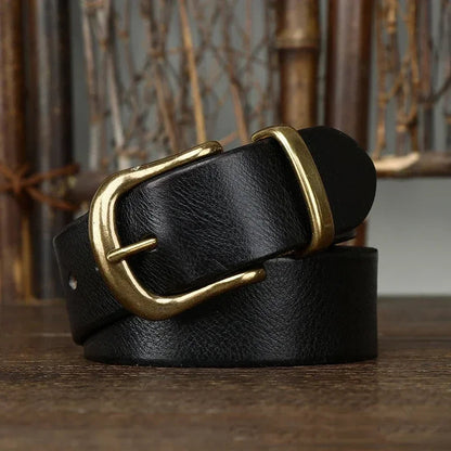 Montero Genuine Leather Brass Buckle Dress Belt