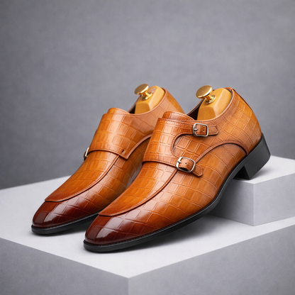 Men's Genuine Leather Monk Strap Orthopedic Dress Shoes