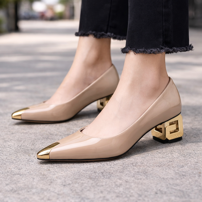 Women's Patent Leather Block Heel Pumps – Orthopedic Dress Heels
