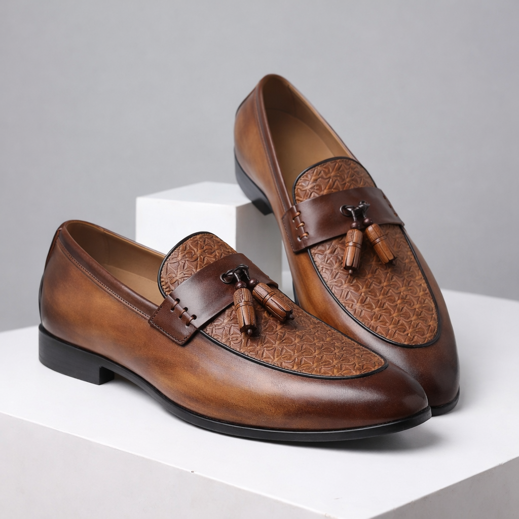Men's Genuine Leather Tassel Slip-On Orthopedic Shoes