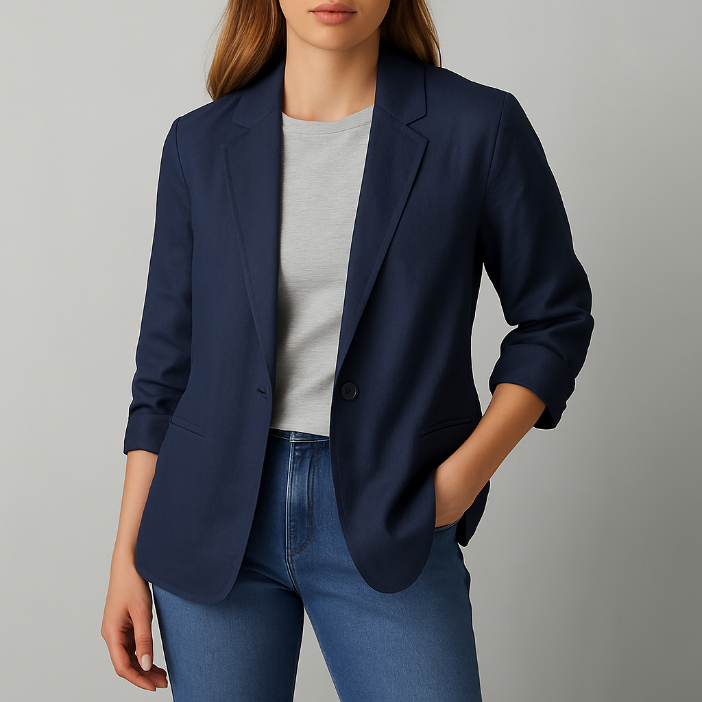 Women's Linen Blazer Jacket with Pockets
