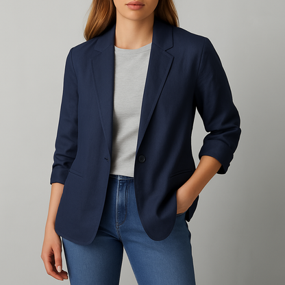 Women's Linen Blazer Jacket with Pockets