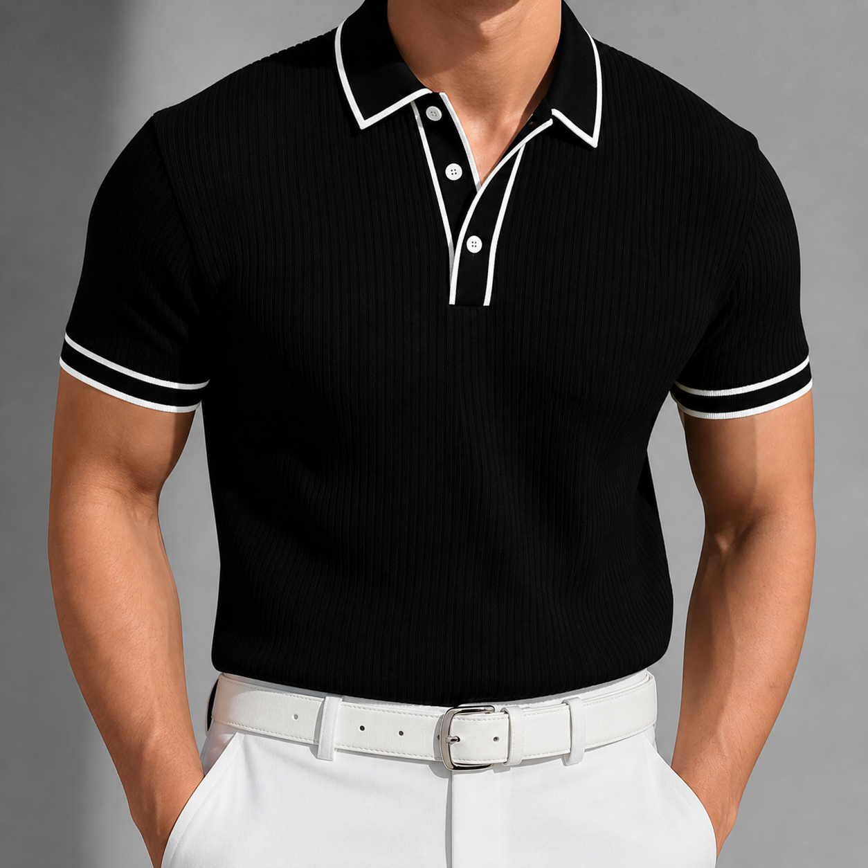 Men's Knit Button-Up Shirt – Navy