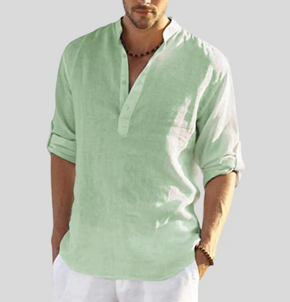 Men's Long Sleeve Button Placket Casual Shirt