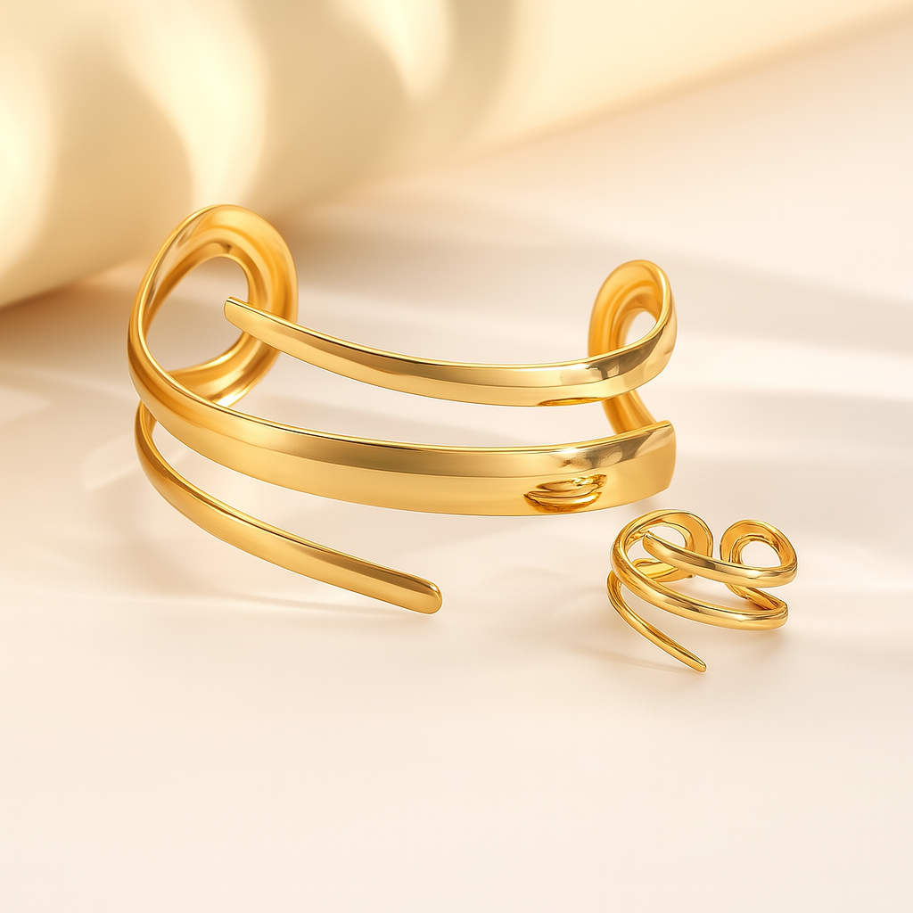 Women's Gold-Tone Sculpted Bangle Bracelet Set