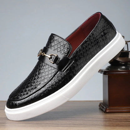 Men's Croc-Embossed Leather Horsebit Loafers