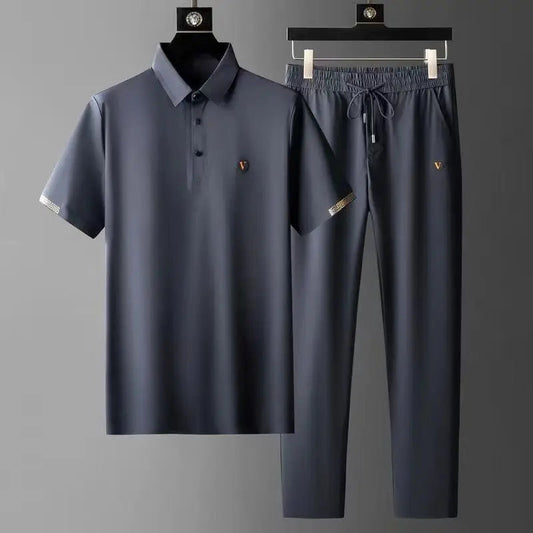 Men's Polo Shirt and Pants Matching Set