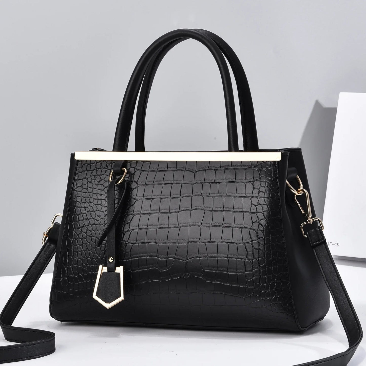 Women's Croc-Embossed Leather Structured Handbag